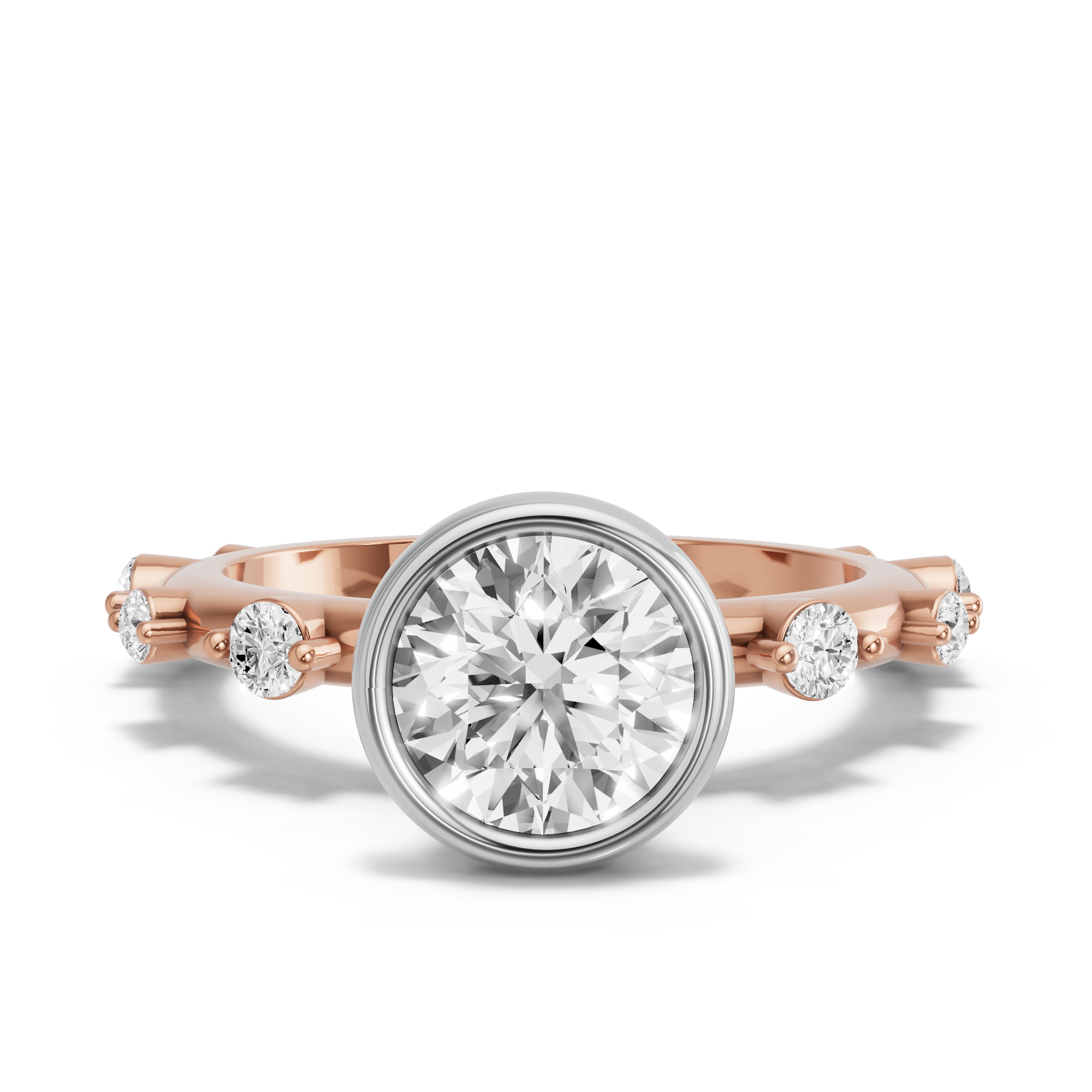 Image for Round Classic Bezel Ring with Floating Station band