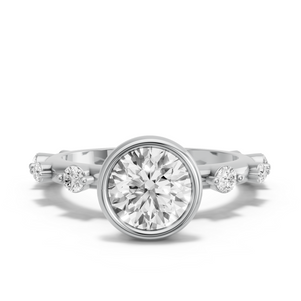 Image for Round Classic Bezel Ring with Floating Station band