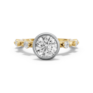 Image for Round Classic Bezel Ring with Floating Station band in 10K Two Tone Yellow Gold