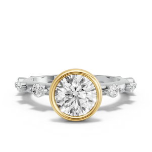 Image for Round Classic Bezel Ring with Floating Station band