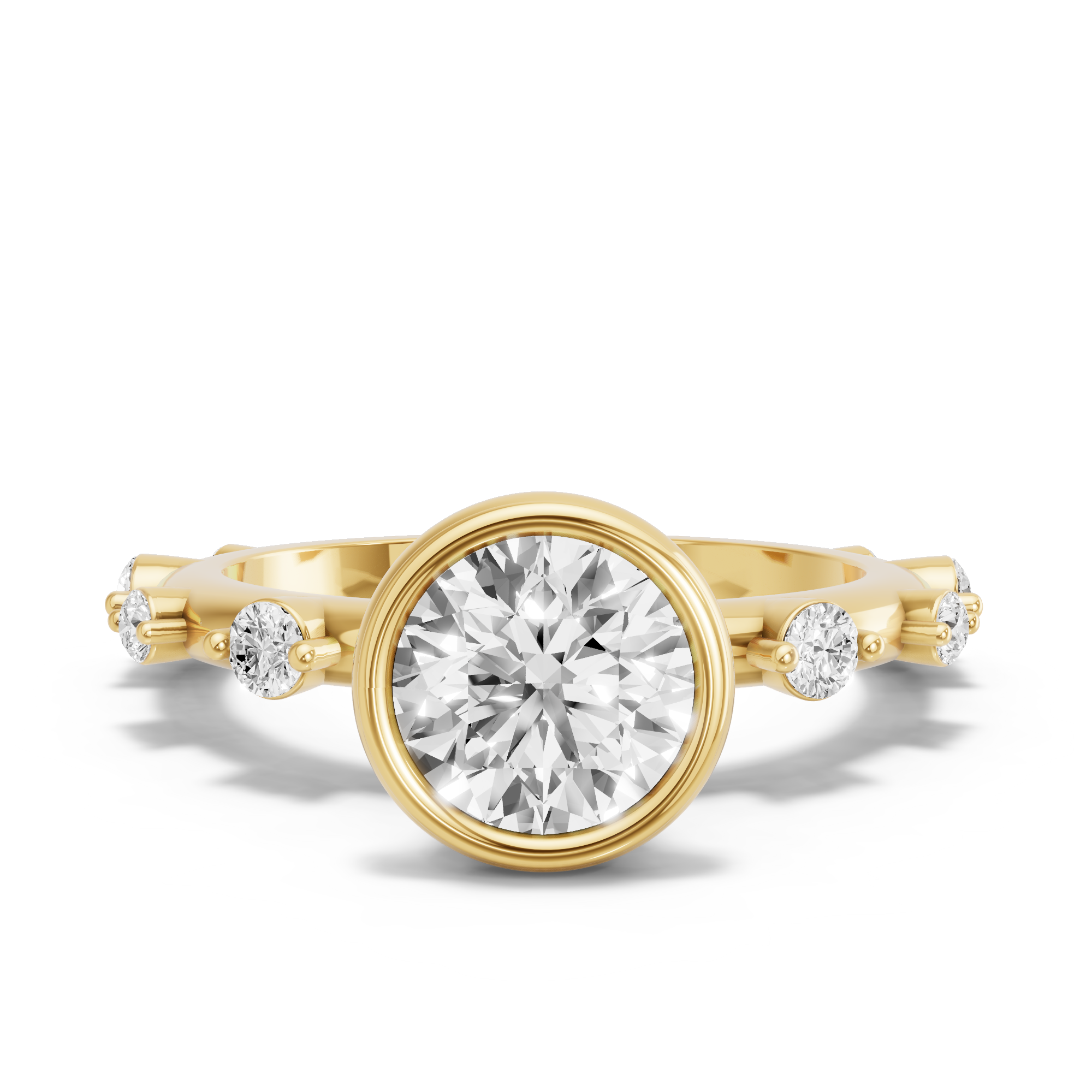 Image for Round Classic Bezel Ring with Floating Station band