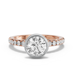 Image for Round Classic Bezel Ring with French Pave band