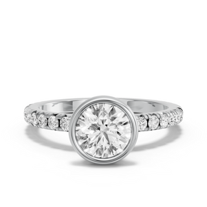 Image for Round Classic Bezel Ring with French Pave band