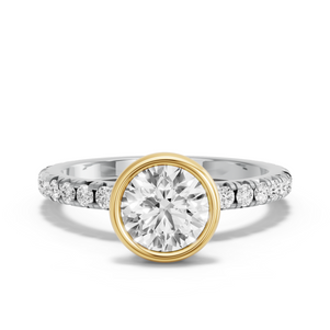 Image for Round Classic Bezel Ring with French Pave band