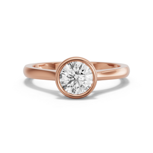 Image for Round Classic Bezel Ring with Knife Edge Cathedral band in 14K Rose Gold