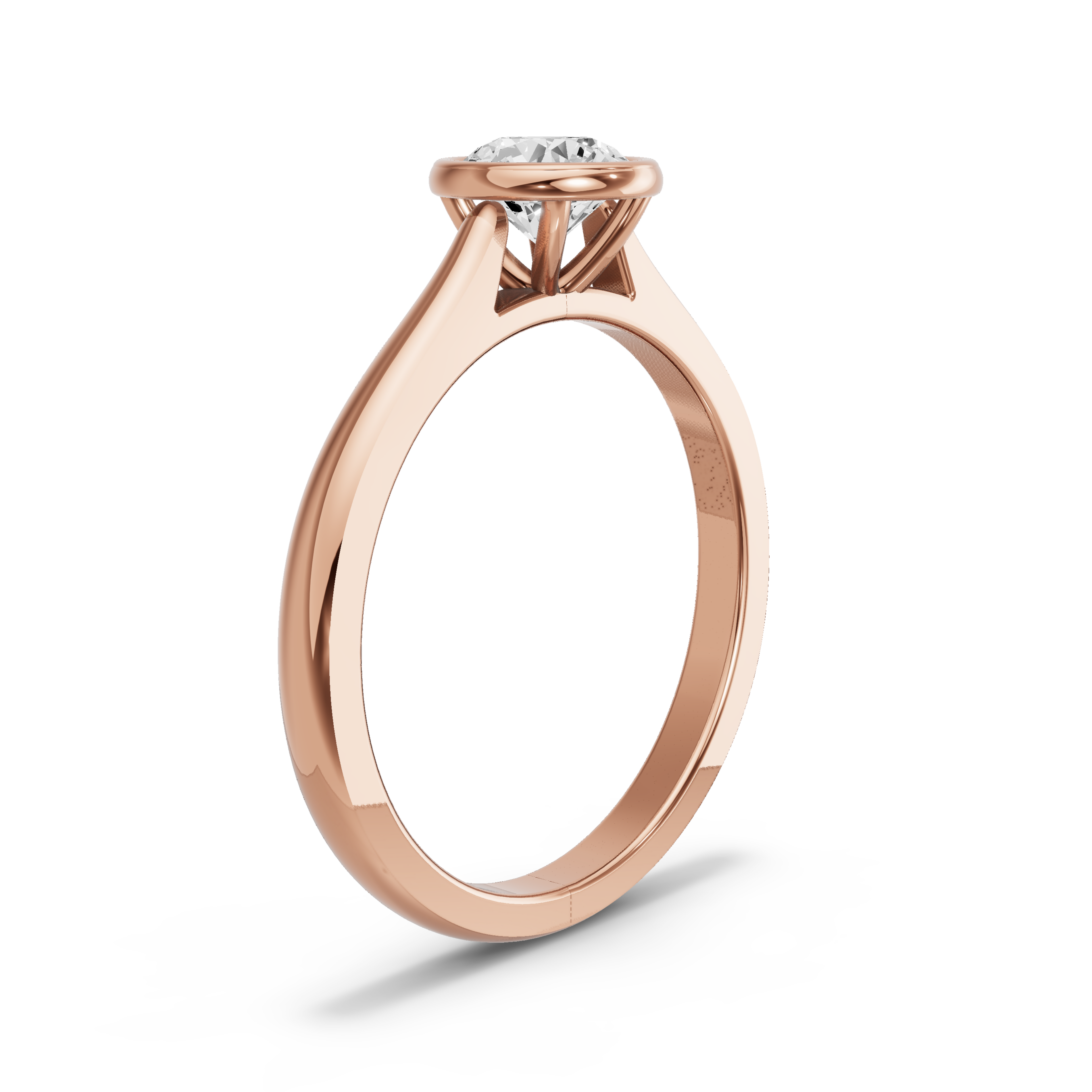 Image for Round Classic Bezel Ring with Knife Edge Cathedral band