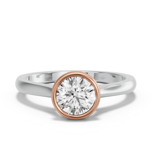 Image for Round Classic Bezel Ring with Knife Edge Cathedral band