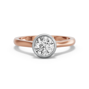 Image for Round Classic Bezel Ring with Knife Edge Cathedral band