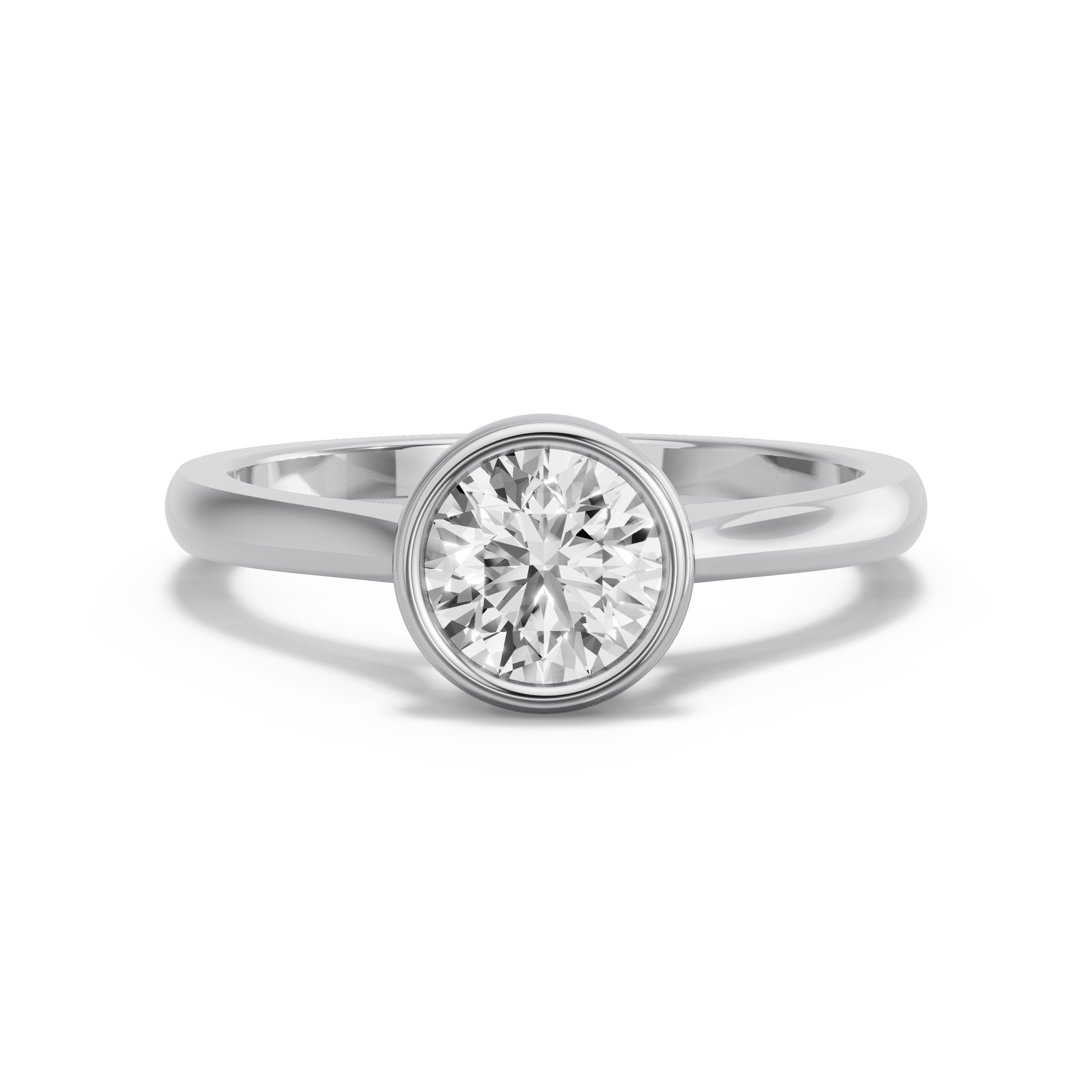 Image for Round Classic Bezel Ring with Knife Edge Cathedral band
