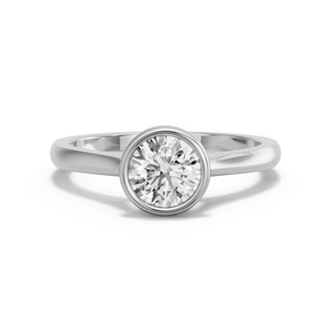 Image for Round Classic Bezel Ring with Knife Edge Cathedral band
