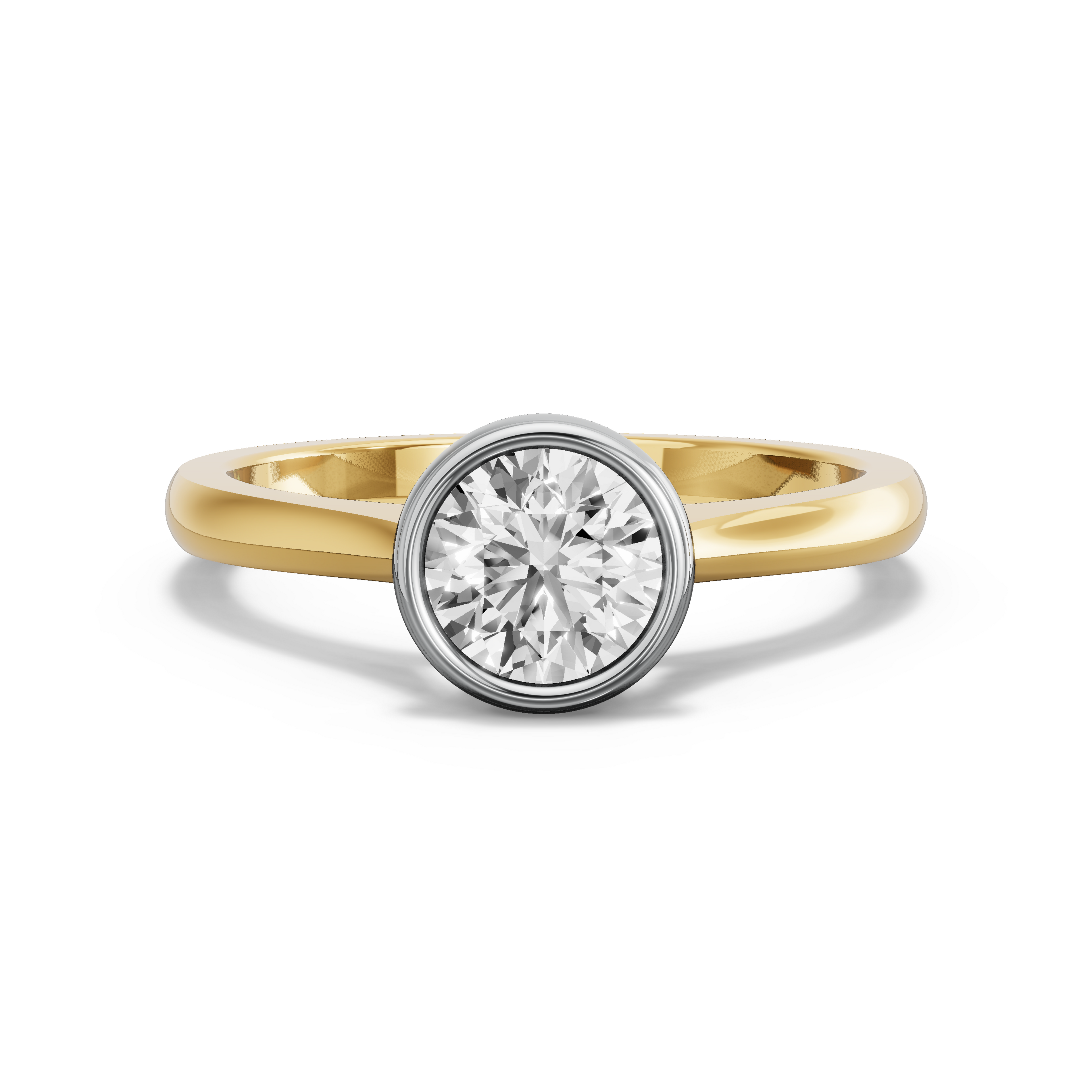 Image for Round Classic Bezel Ring with Knife Edge Cathedral band