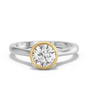 Image for Round Classic Bezel Ring with Knife Edge Cathedral band