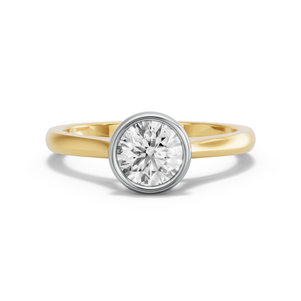 Image for Round Classic Bezel Ring with Knife Edge Cathedral band in 14K Two Tone Yellow Gold