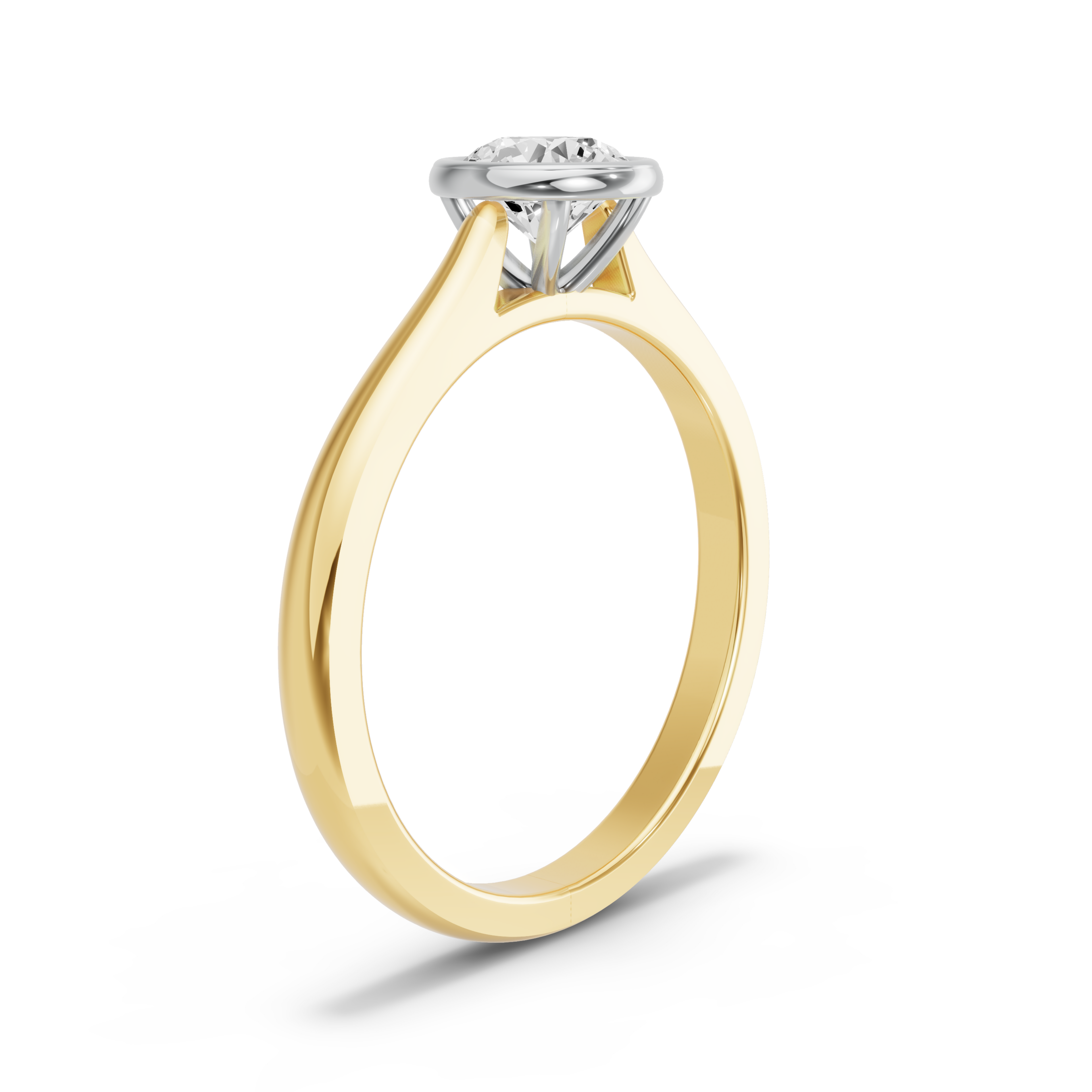 Image for Round Classic Bezel Ring with Knife Edge Cathedral band