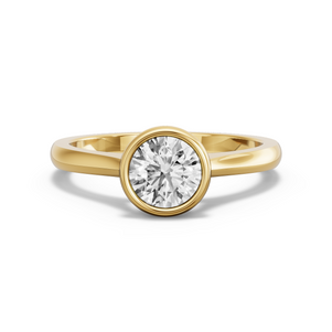 Image for Round Classic Bezel Ring with Knife Edge Cathedral band