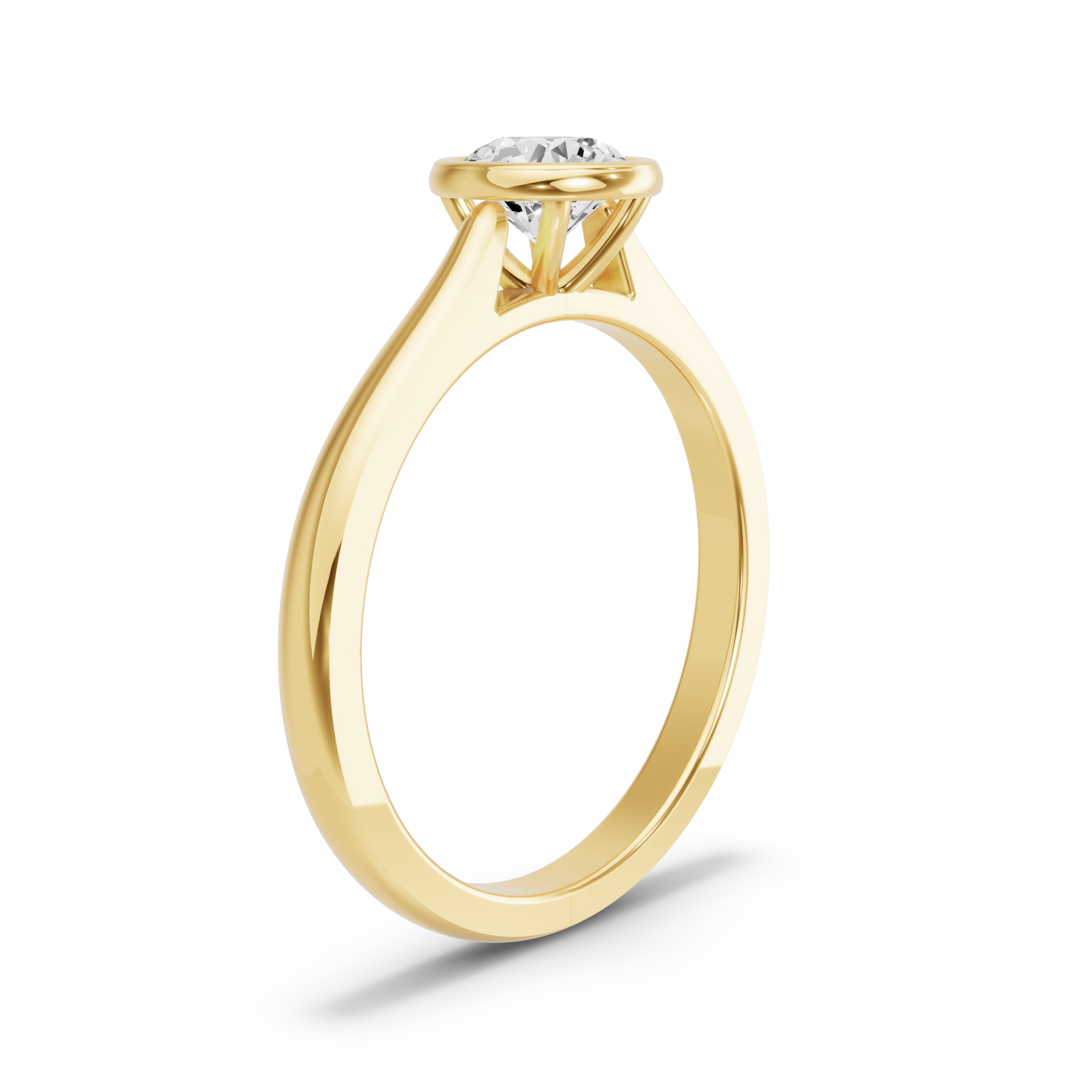 Image for Round Classic Bezel Ring with Knife Edge Cathedral band