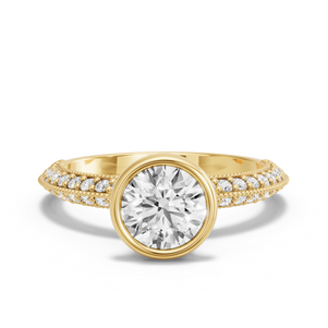 Image for Round Classic Bezel Ring with Knife Edge Pave band