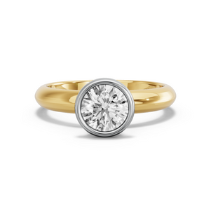Image for Round Classic Bezel Ring with Knife Edge Solitaire band in 18K Two Tone Yellow Gold