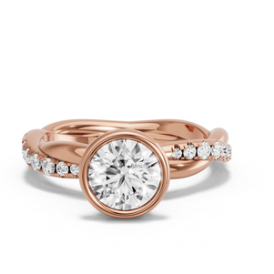 Image for Round Classic Bezel Ring with Rope Pave band
