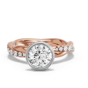 Image for Round Classic Bezel Ring with Rope Pave band