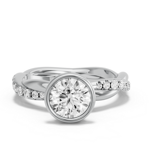 Image for Round Classic Bezel Ring with Rope Pave band