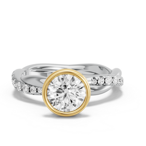 Image for Round Classic Bezel Ring with Rope Pave band