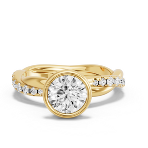 Image for Round Classic Bezel Ring with Rope Pave band