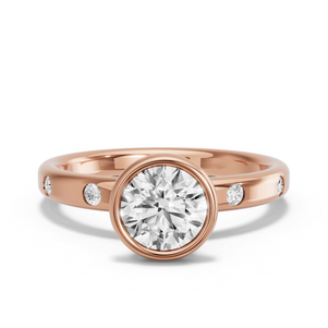Image for Round Classic Bezel Ring with Sleek Accent band