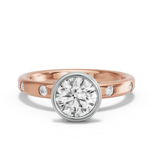 Image for Round Classic Bezel Ring with Sleek Accent band
