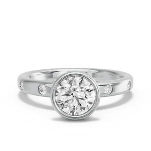 Image for Round Classic Bezel Ring with Sleek Accent band