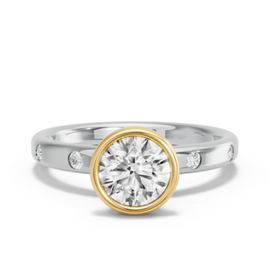 Image for Round Classic Bezel Ring with Sleek Accent band