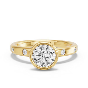 Image for Round Classic Bezel Ring with Sleek Accent band