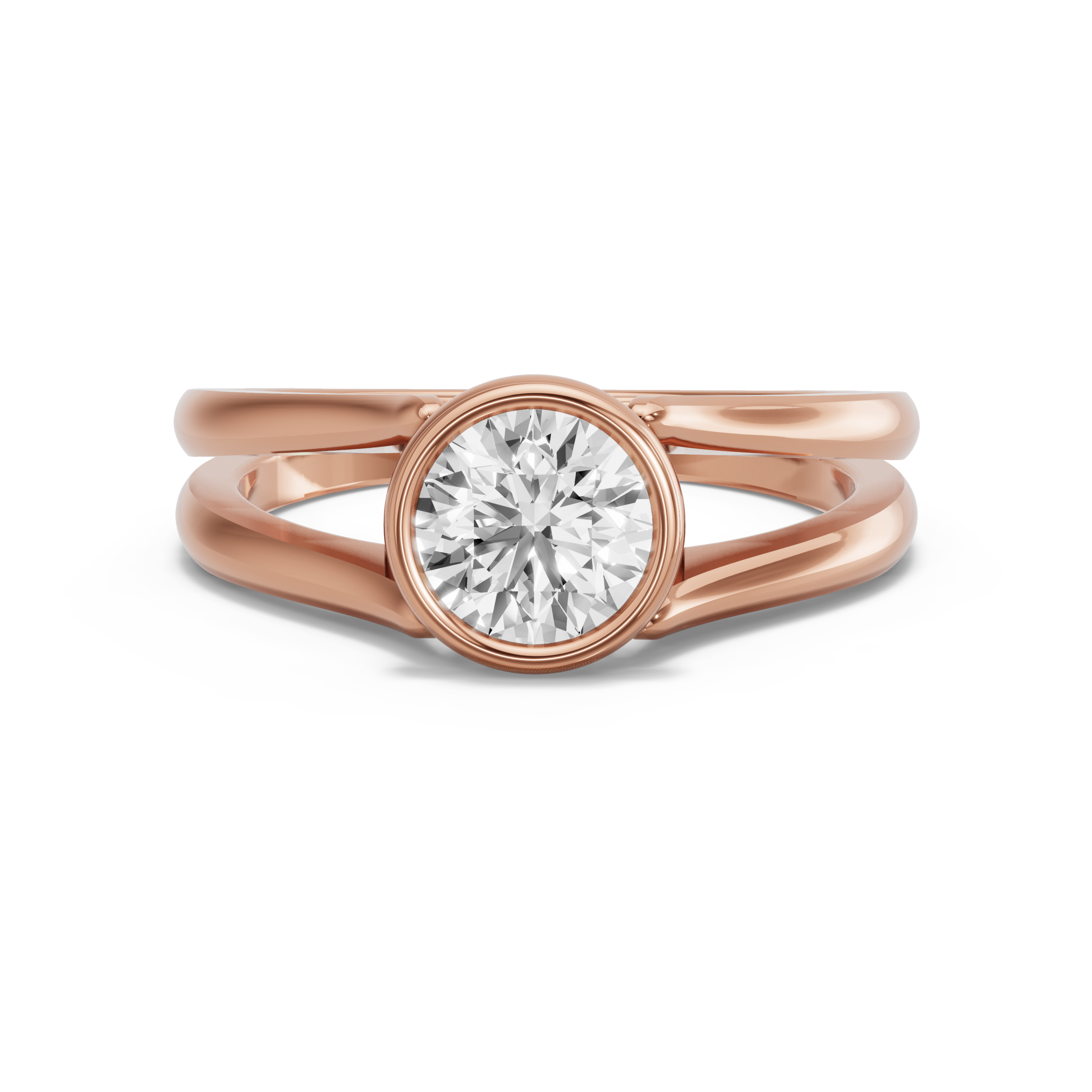 Image for Round Classic Bezel Ring with Split Ring Solitaire band