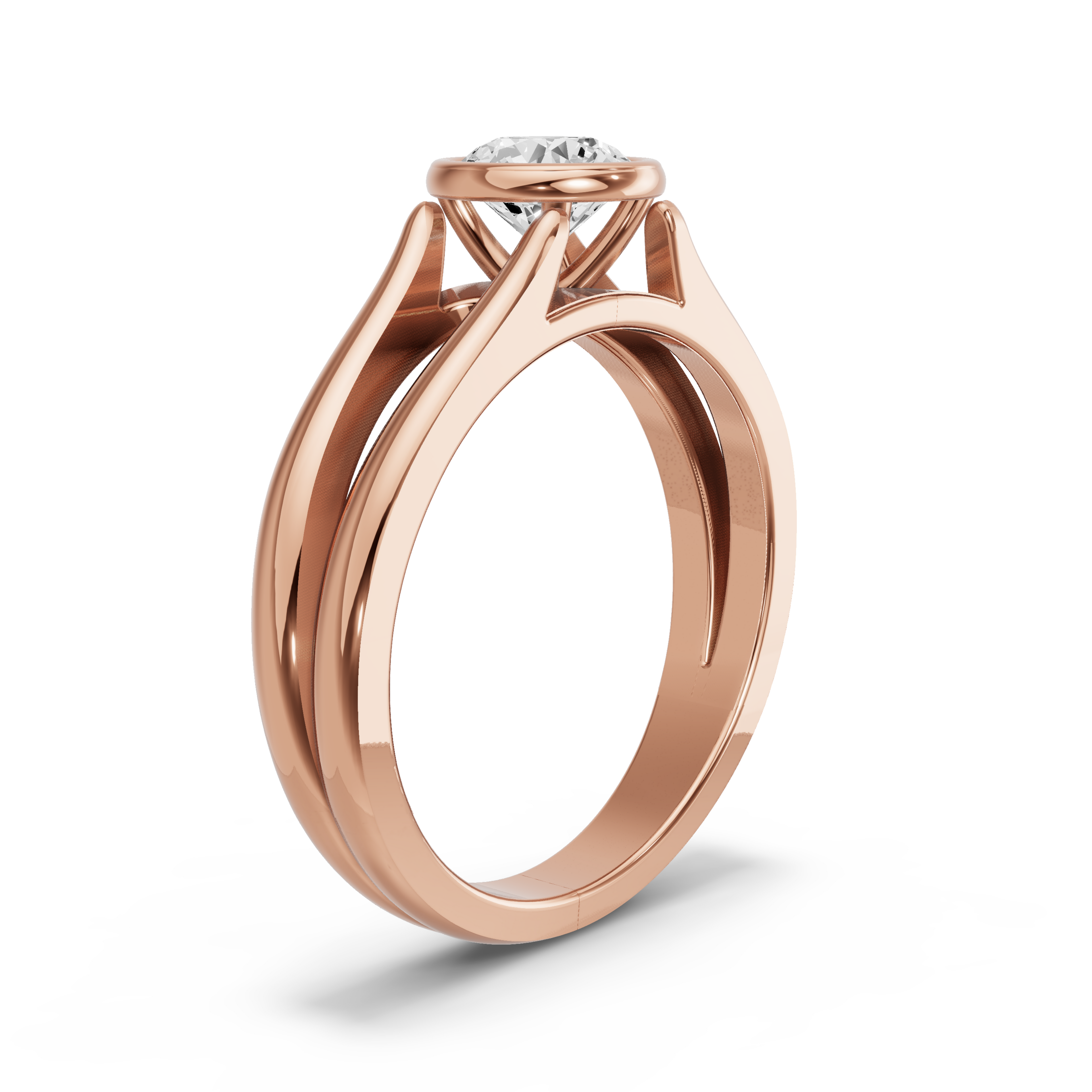 Image for Round Classic Bezel Ring with Split Ring Solitaire band
