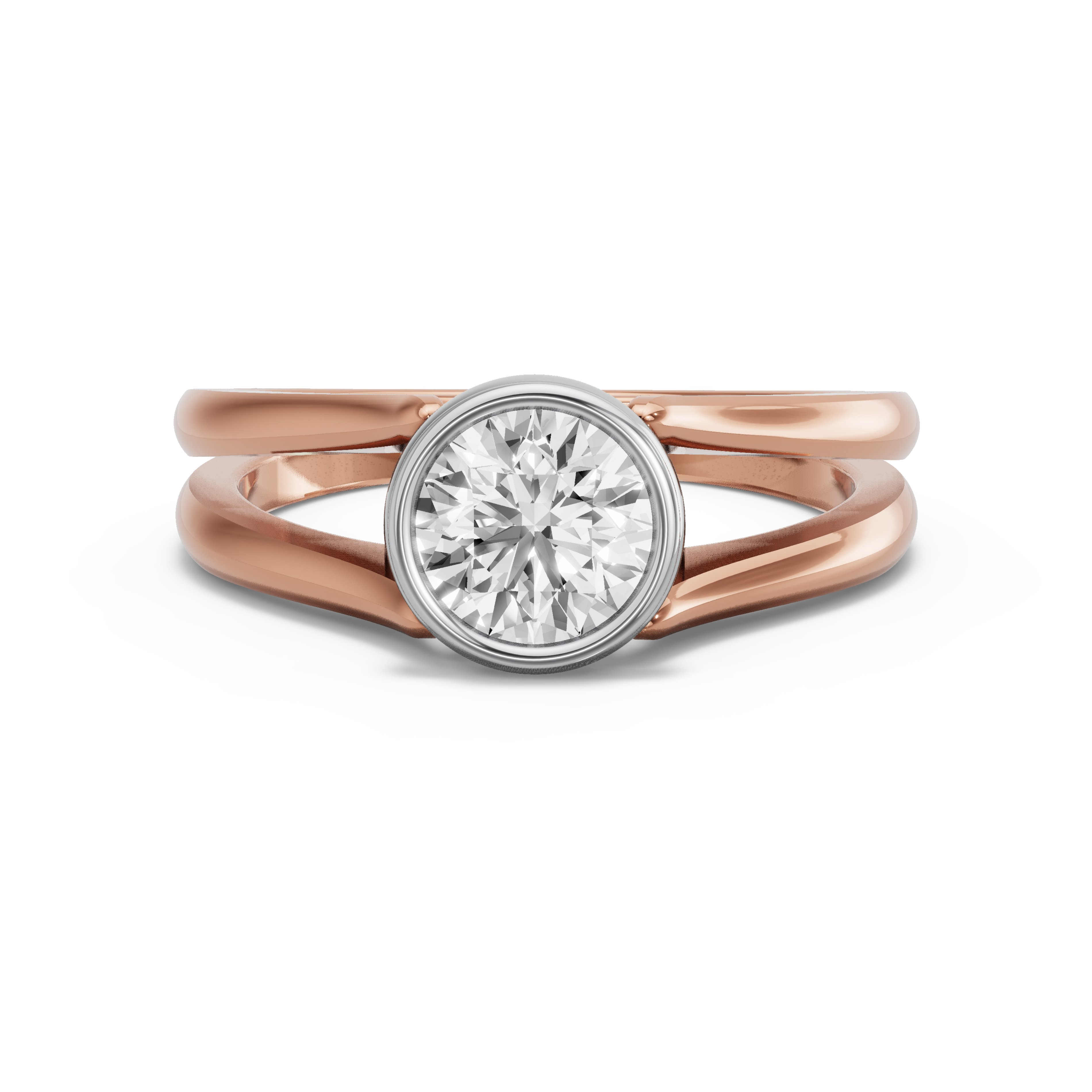 Image for Round Classic Bezel Ring with Split Ring Solitaire band