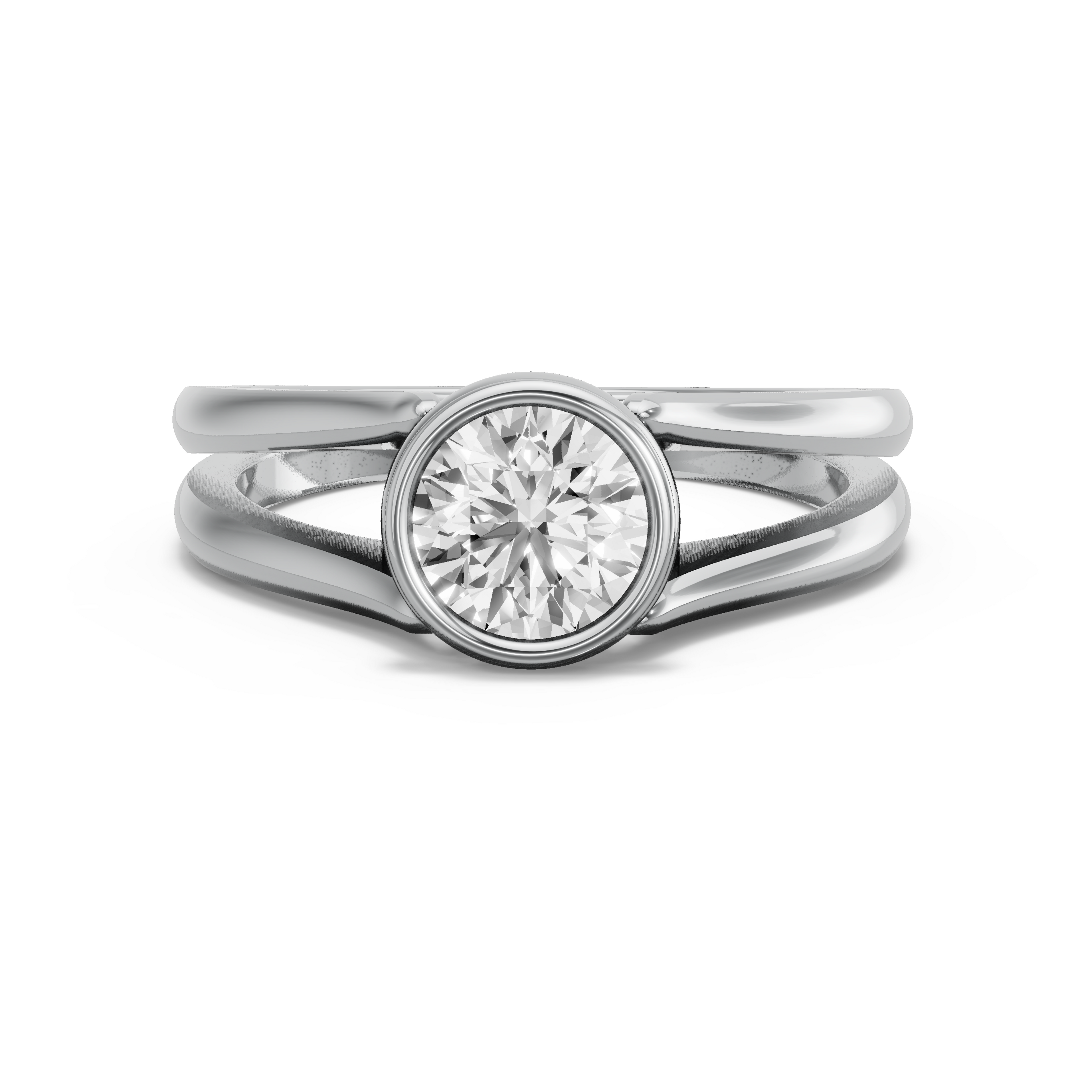 Image for Round Classic Bezel Ring with Split Ring Solitaire band