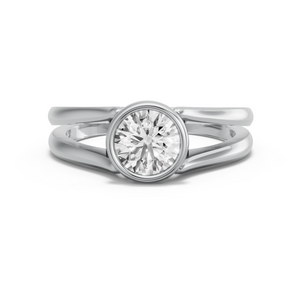 Image for Round Classic Bezel Ring with Split Ring Solitaire band in 950 Platinum