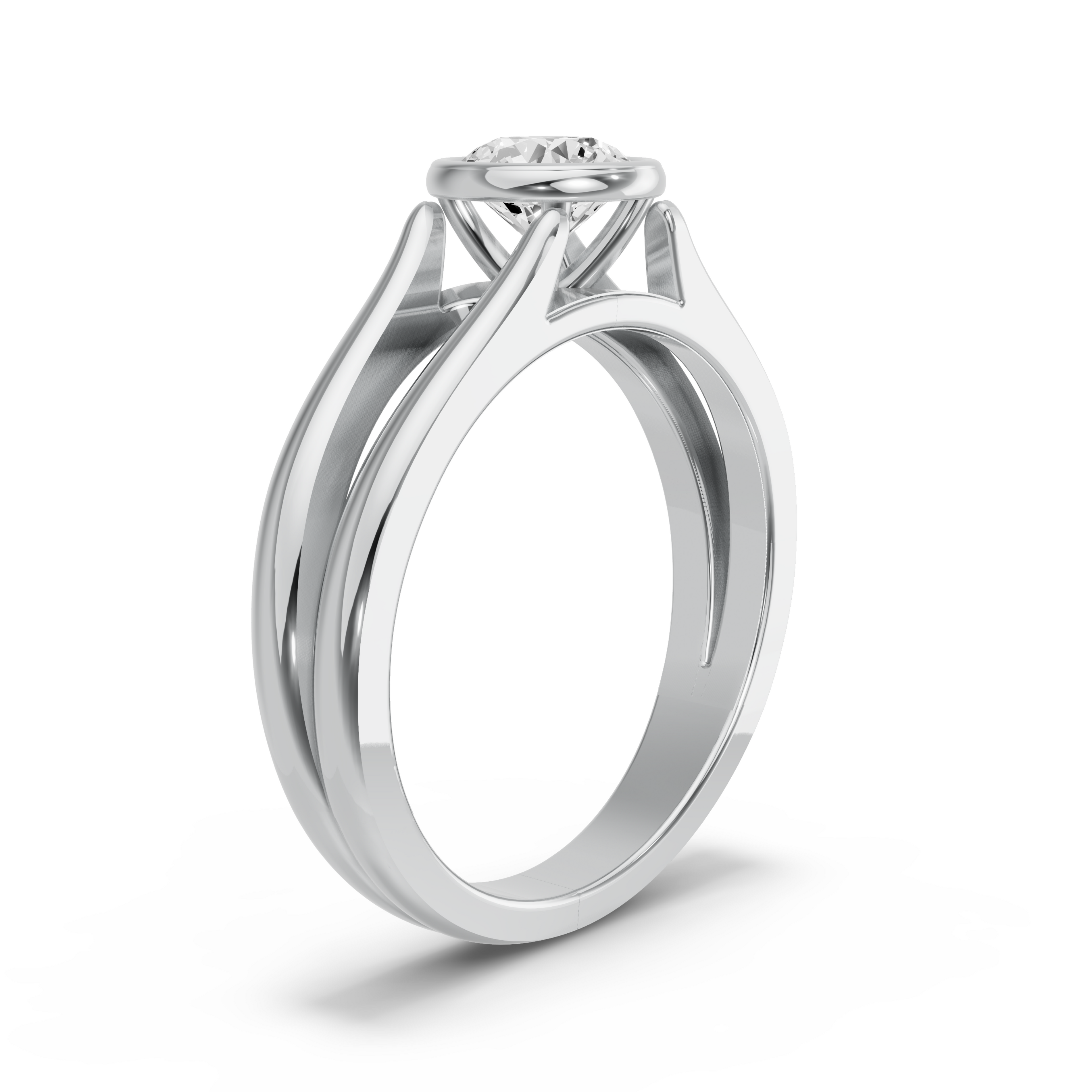 Image for Round Classic Bezel Ring with Split Ring Solitaire band