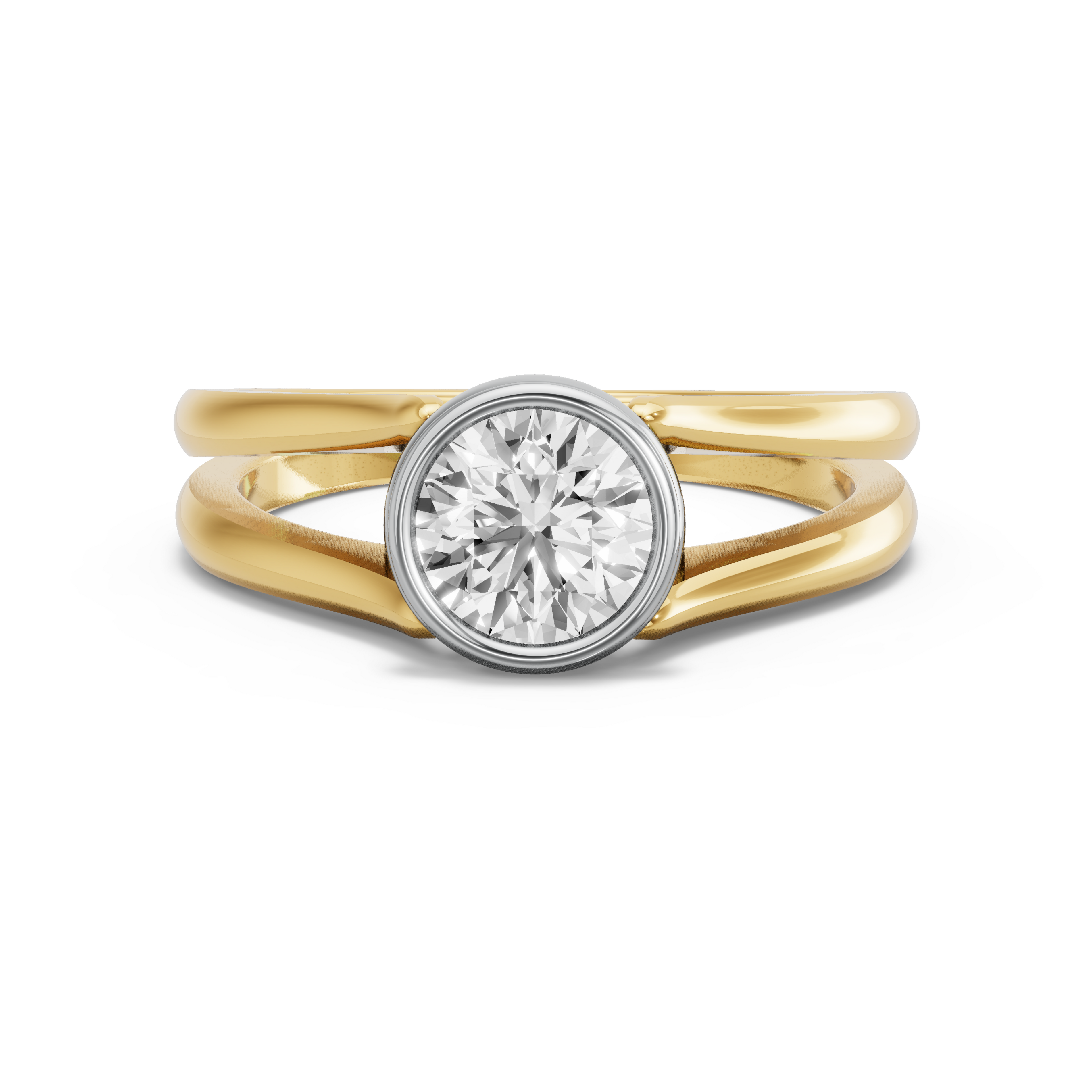 Image for Round Classic Bezel Ring with Split Ring Solitaire band