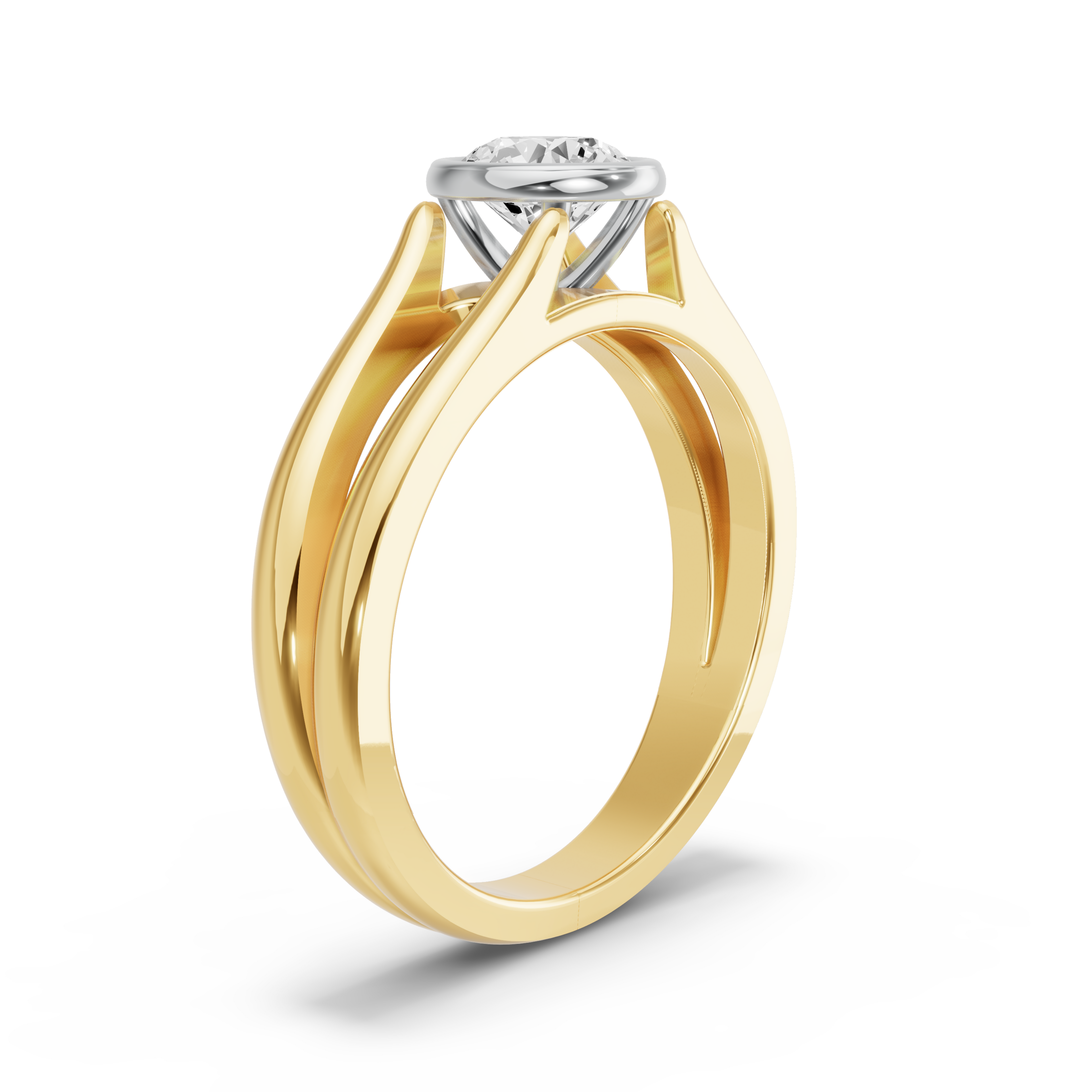 Image for Round Classic Bezel Ring with Split Ring Solitaire band