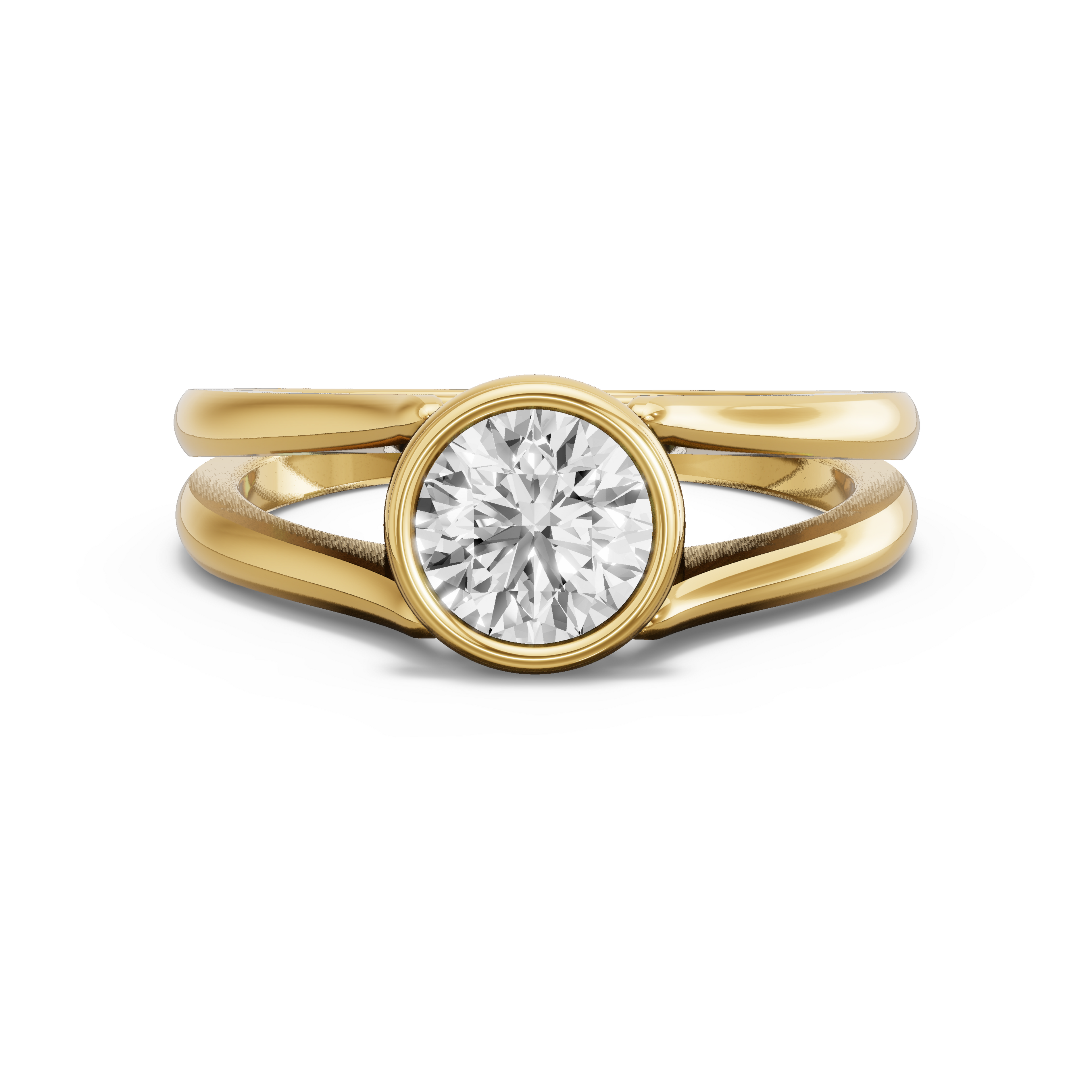Image for Round Classic Bezel Ring with Split Ring Solitaire band
