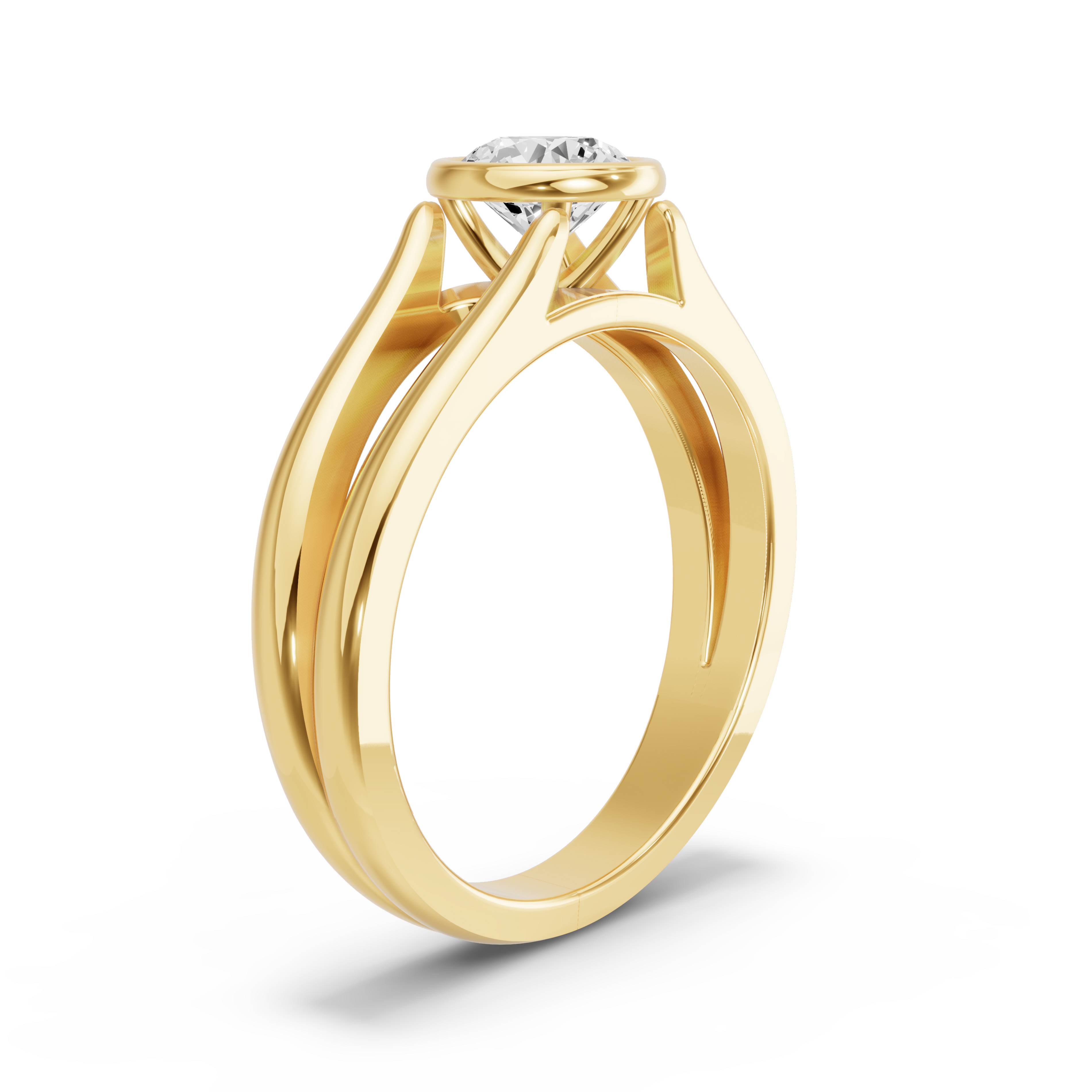 Image for Round Classic Bezel Ring with Split Ring Solitaire band