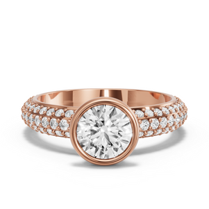 Image for Round Classic Bezel Ring with Triple Row Pave band