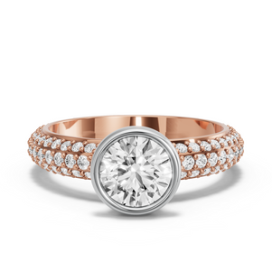 Image for Round Classic Bezel Ring with Triple Row Pave band