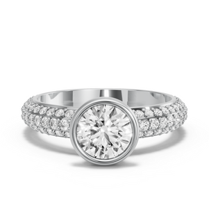 Image for Round Classic Bezel Ring with Triple Row Pave band