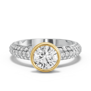 Image for Round Classic Bezel Ring with Triple Row Pave band