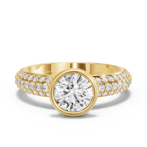Image for Round Classic Bezel Ring with Triple Row Pave band