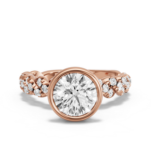 Image for Round Classic Bezel Ring with Twist Pave band