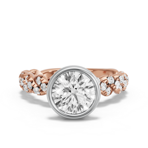 Image for Round Classic Bezel Ring with Twist Pave band