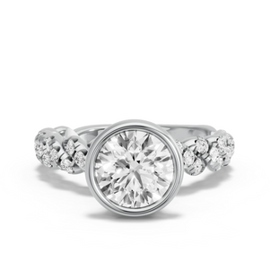 Image for Round Classic Bezel Ring with Twist Pave band